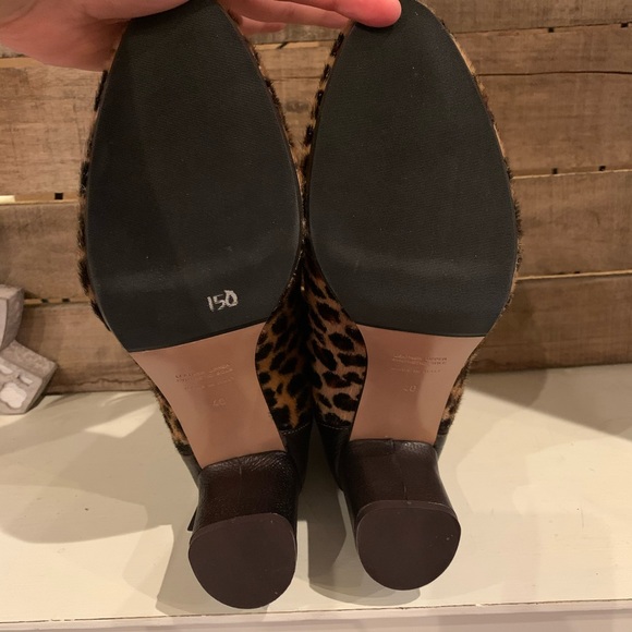 NWT Napoleoni Calf Hair Leopard Heeled Booties - Picture 10 of 14